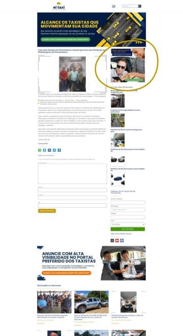 Portal Ei Táxi - Banner Bloco Lateral Pg de Notícias Desk