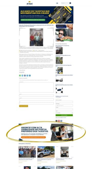 Portal Ei Táxi - Banner Superior Pg de Notícias Desk