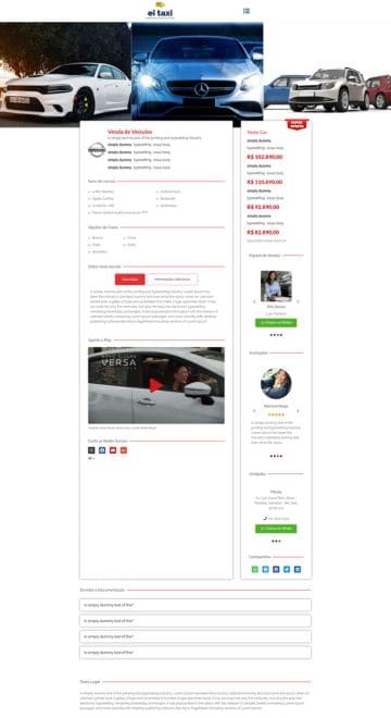 Portal Ei Táxi - Landing Page Veículos - Desk